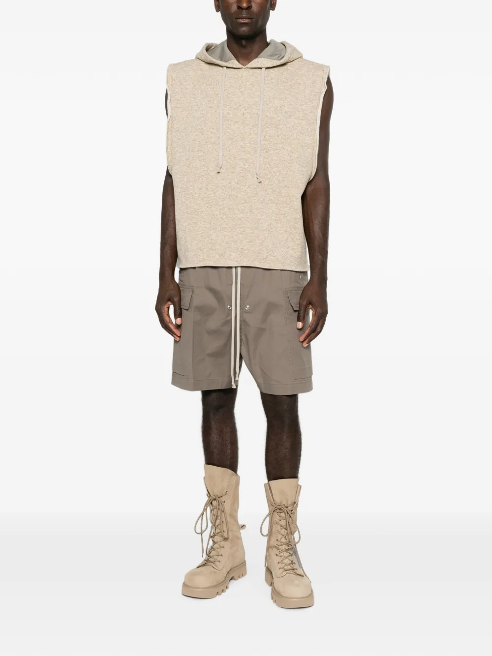 Rick Owens Mouwloze hoodie Beige
