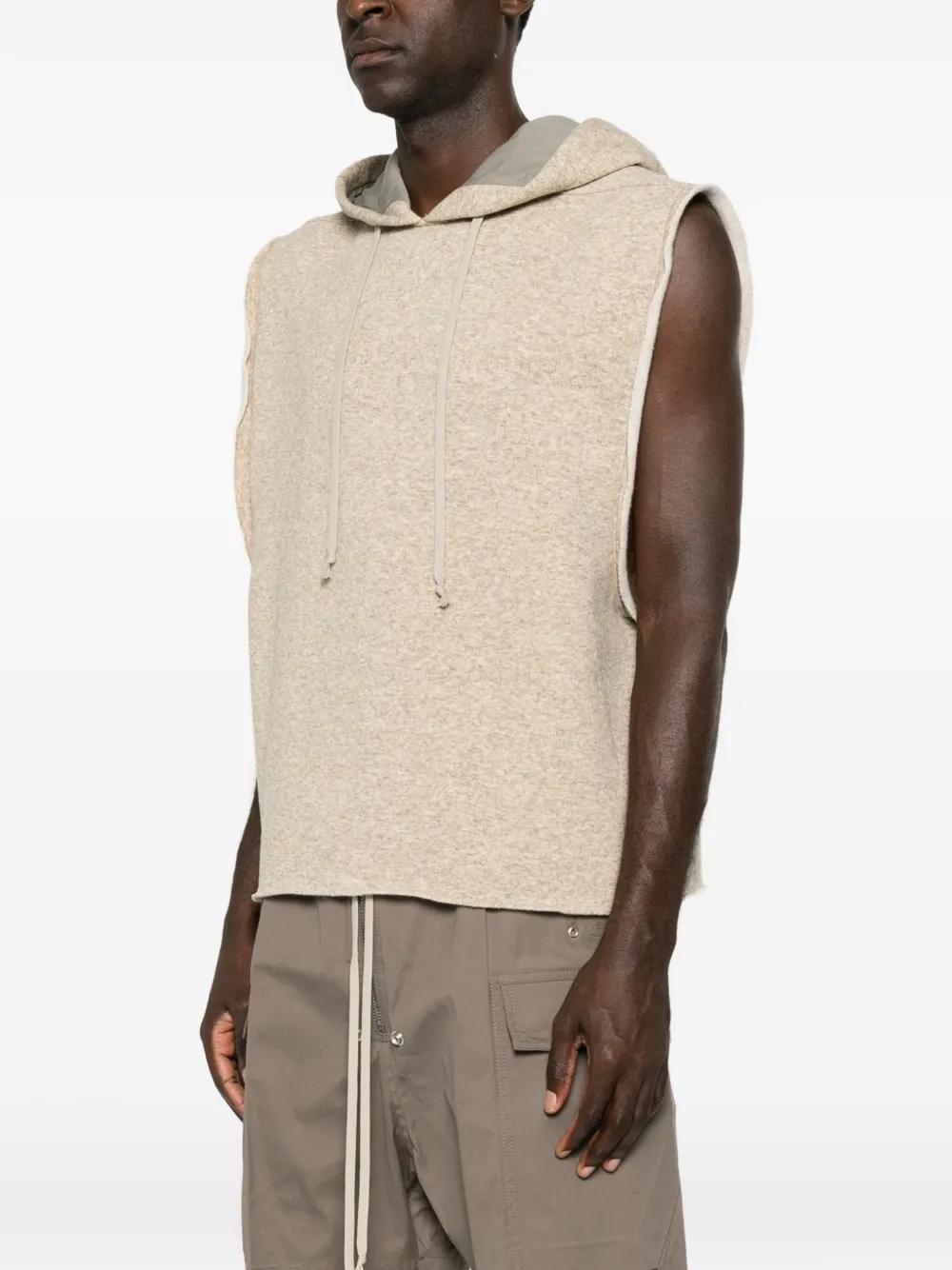 Rick Owens Mouwloze hoodie Beige