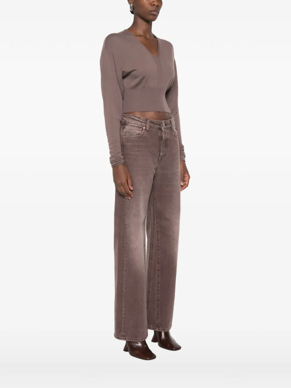 Rick Owens Cropped trui met V-hals Bruin