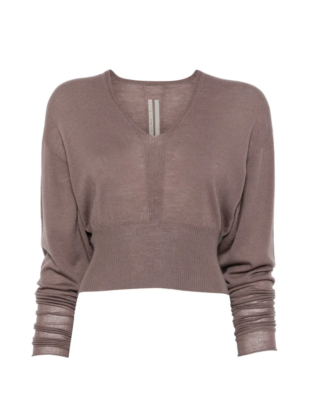Rick Owens V-neck cropped sweater - Marrone