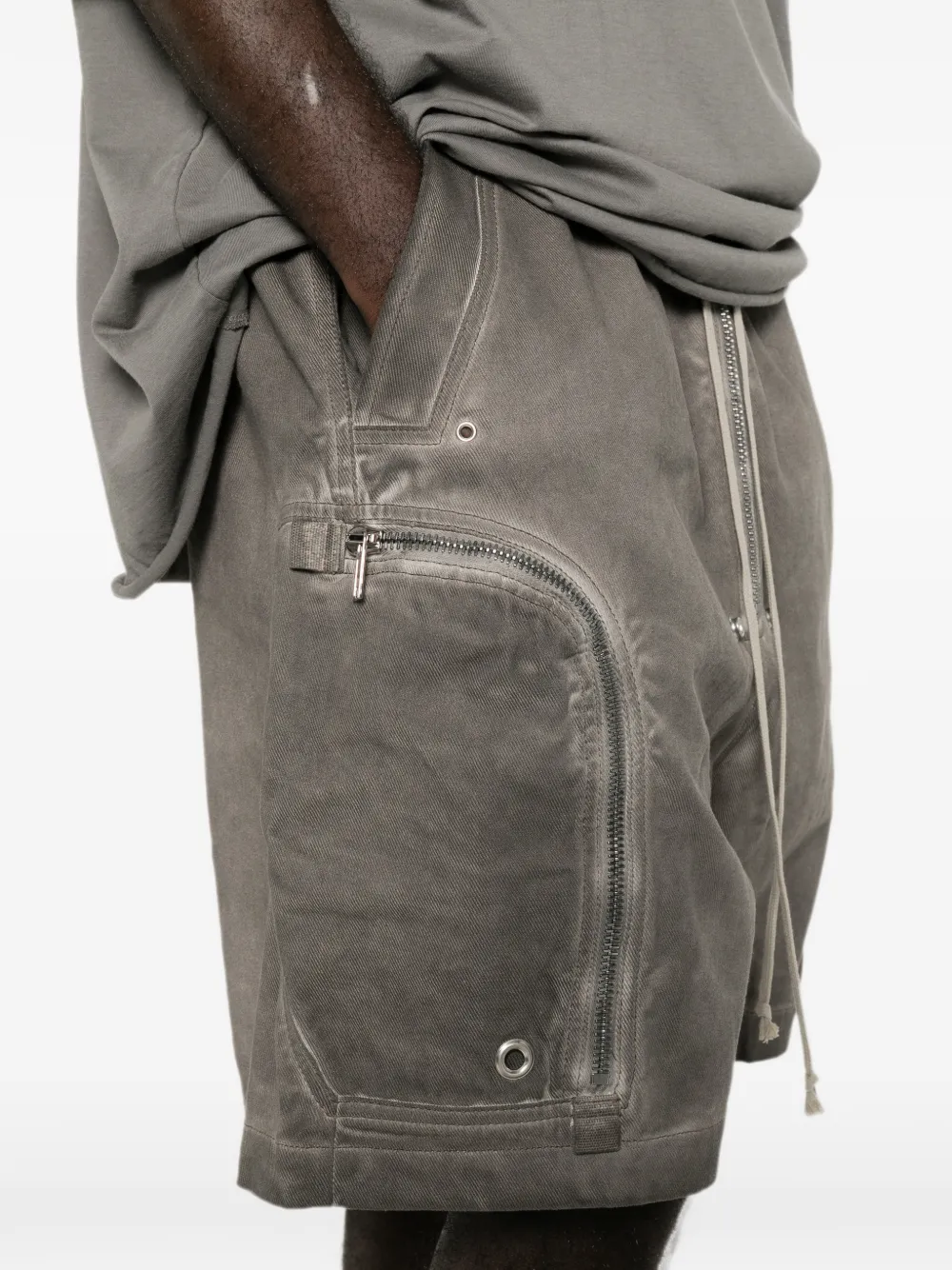 Rick Owens DRKSHDW Bauhaus cargo shorts met ritsdetail Grijs
