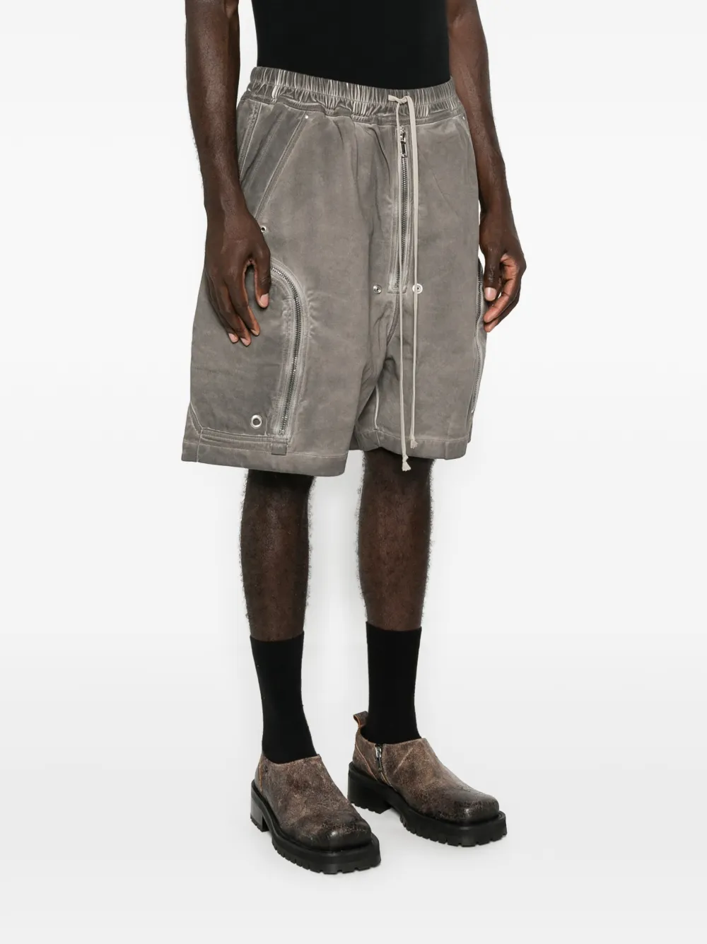 Rick Owens DRKSHDW Bauhaus cargo shorts met ritsdetail Grijs