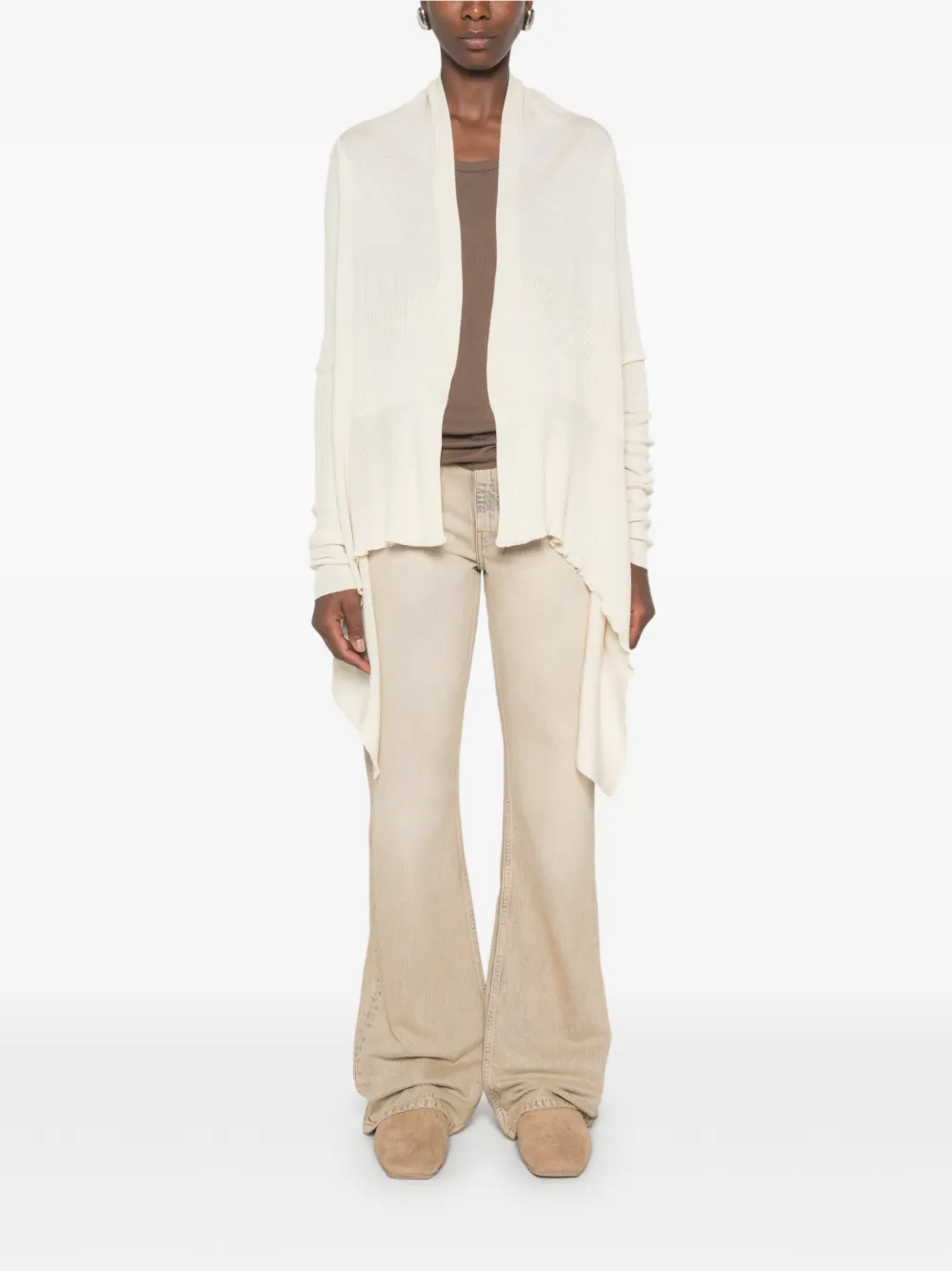 Rick Owens アシンメトリードレープカーディガン | ニュートラル