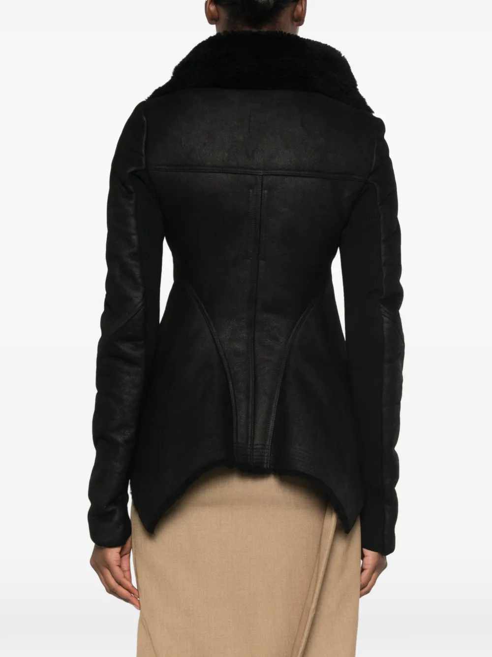 Rick Owens Naska asymmetrisch jack met lammy afwerking Zwart