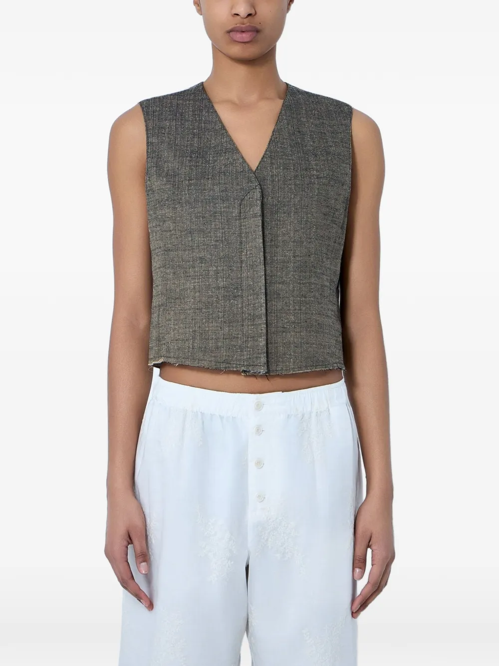 OUR LEGACY raw-hem V-neck waistcoat - Marrone