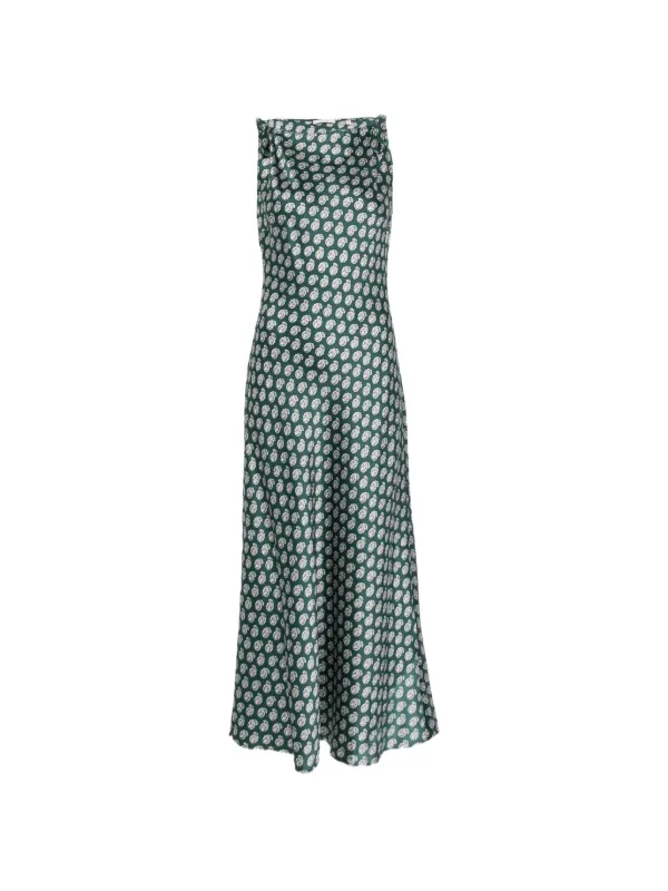 Dôen Paisley-print Midi Dress in Green