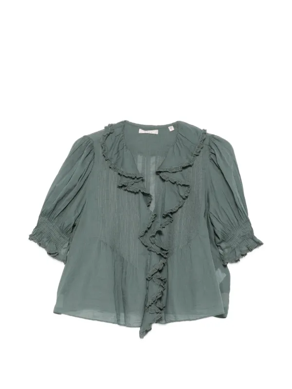 Dôen Henri Ruffled Blouse in Green