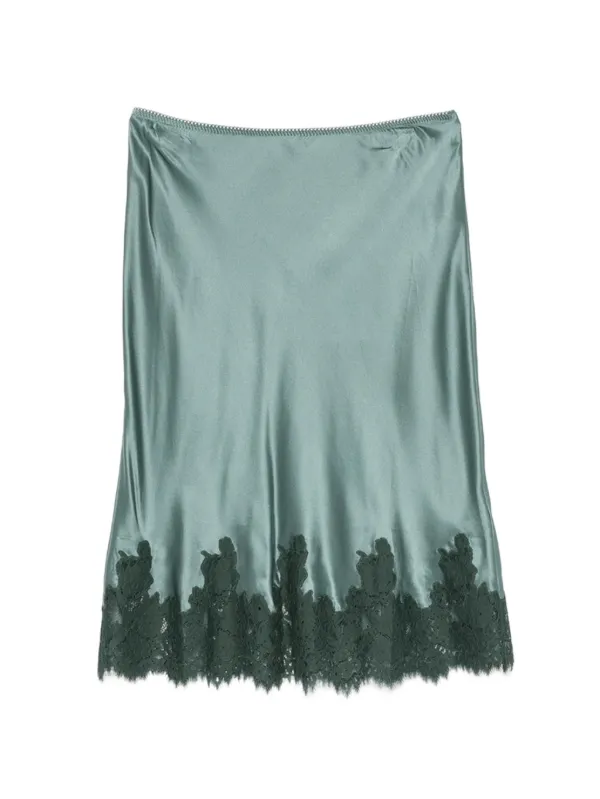 Dôen Elowette Lace-trim Midi Skirt in Green