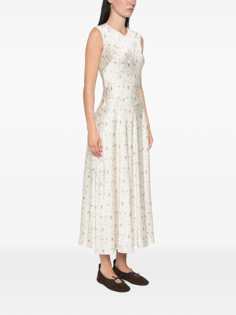 DÔEN Adelana Floral-print Midi Dress in Neutrals, view 3