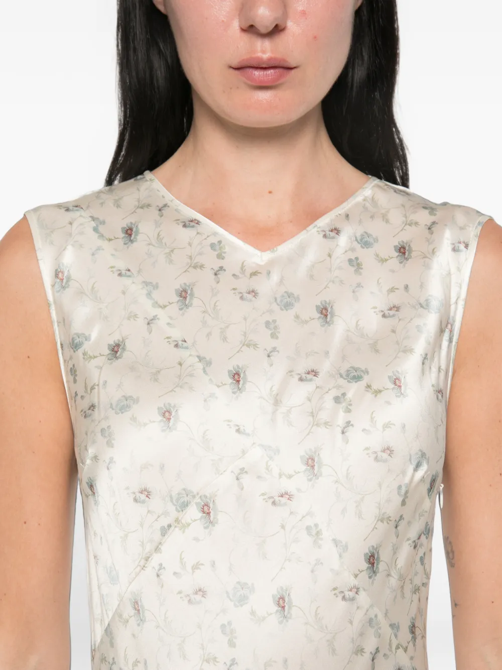 DÔEN Adelana Floral-print Midi Dress in Neutrals, view 5