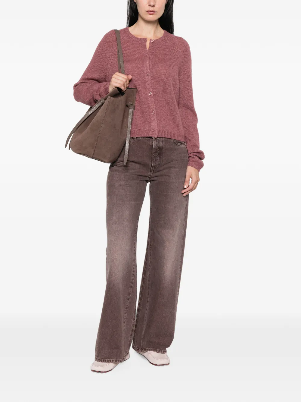 DÔEN Peroline Cashmere Cardigan in Pink, view 2