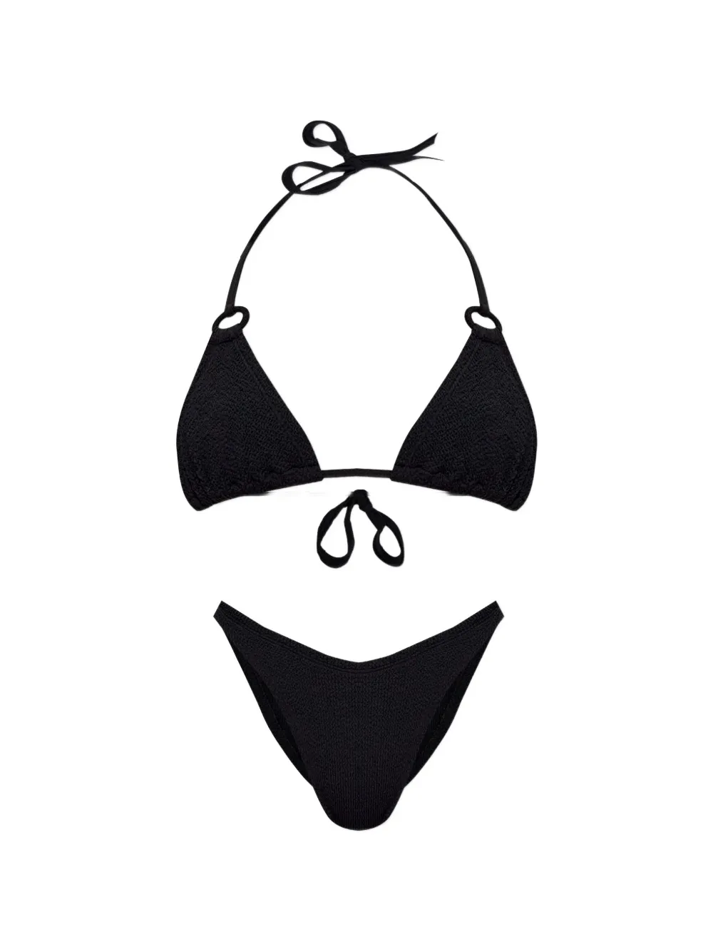 Hunza G Eva crinkle-effect ring-detail bikini - Nero