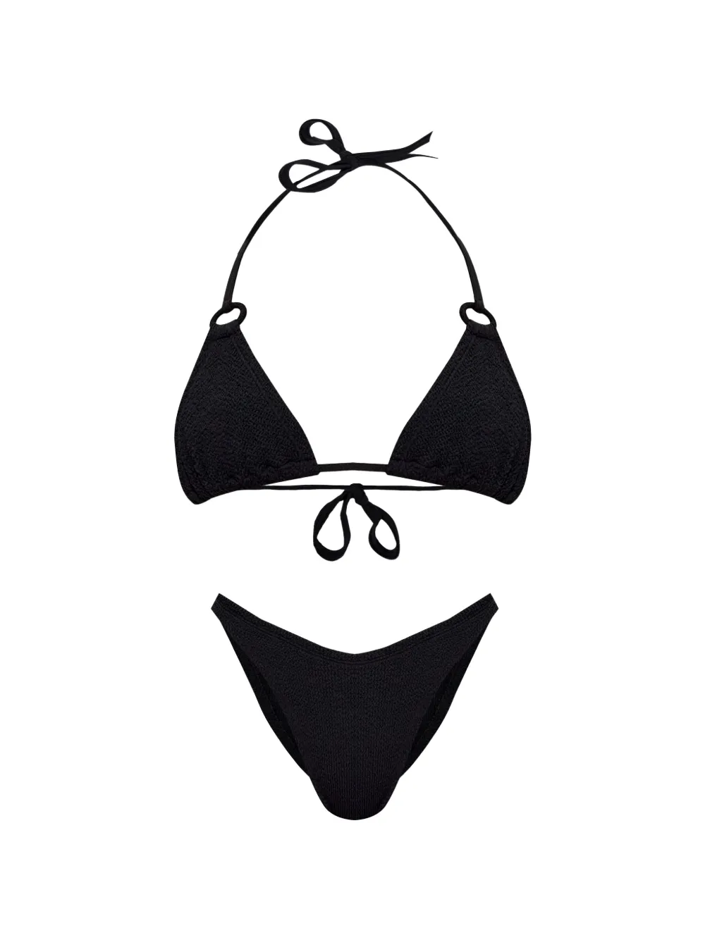 Hunza G Eva crinkle-effect ring-detail bikini - Nero