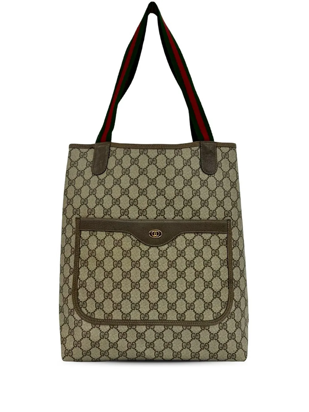 Gucci Pre-Owned Borsa tote in tessuto GG Supreme con decorazione Web XX secolo - Marrone