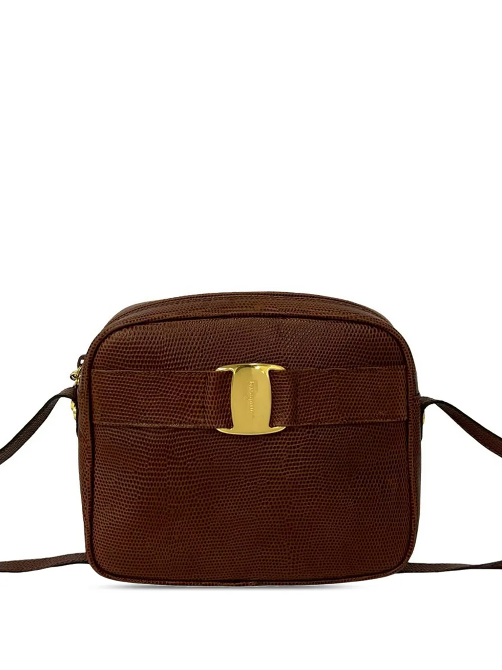 Ferragamo Pre-Owned Borsa a tracolla Vara goffrata effetto lucertola 2010-2026 - Marrone