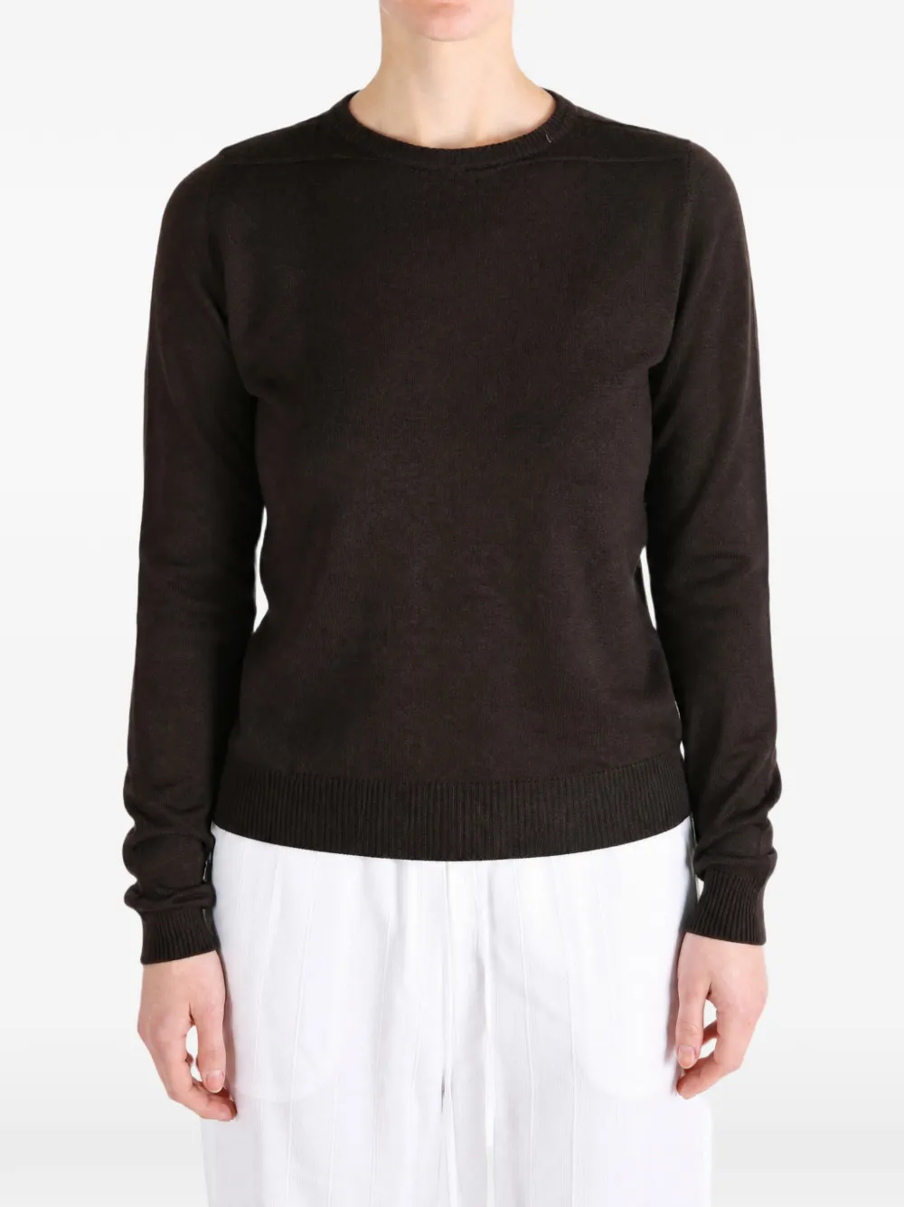 Rick Owens Fijngebreide trui met geribbelde afwerking Bruin