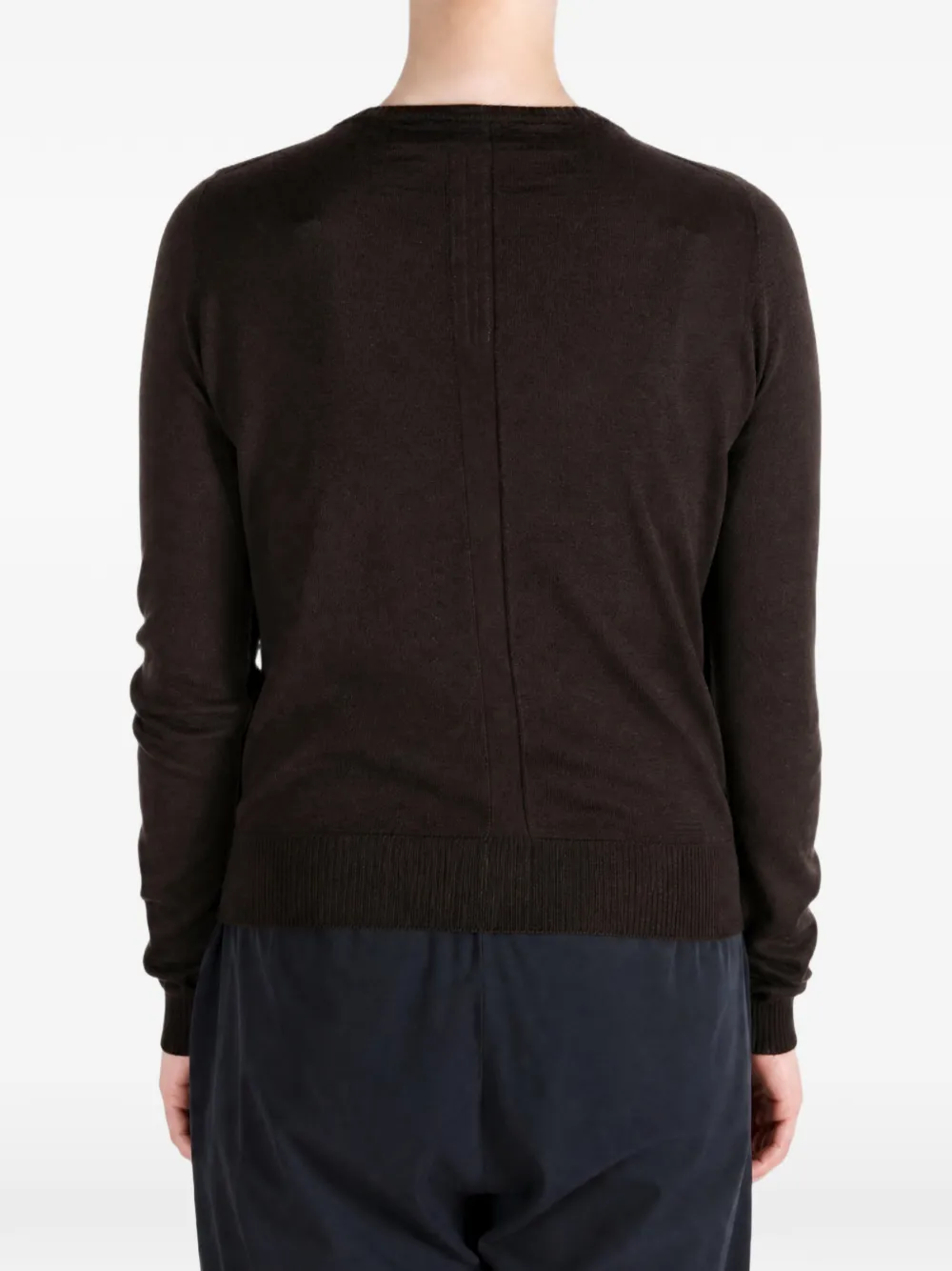 Rick Owens Fijngebreide trui met geribbelde afwerking Bruin