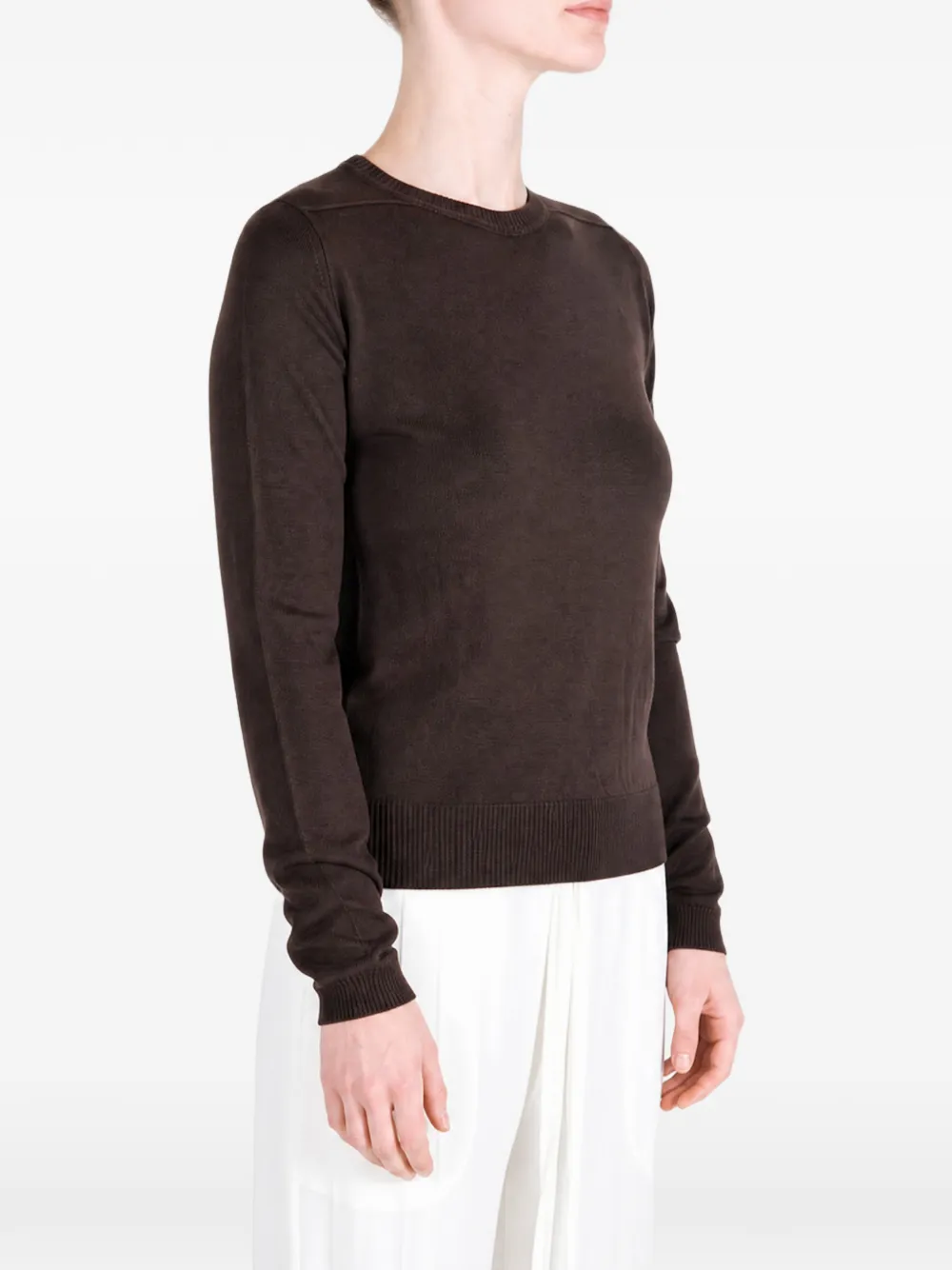 Rick Owens Fijngebreide trui met geribbelde afwerking Bruin