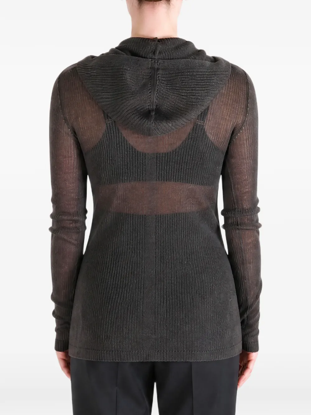 Rick Owens Ribgebreide hoodie Grijs