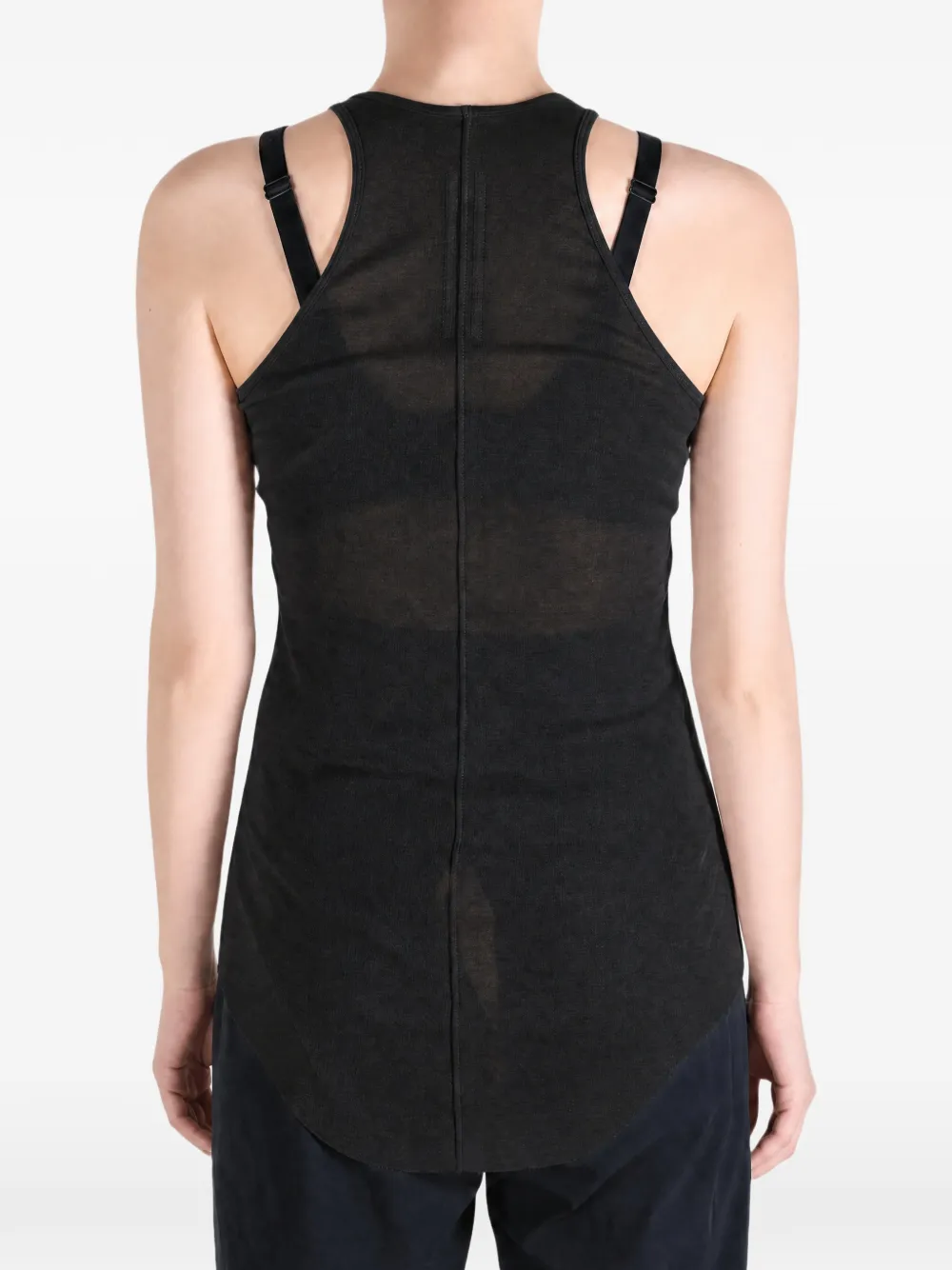 Rick Owens Racerback tanktop met gewelfde zoom Zwart