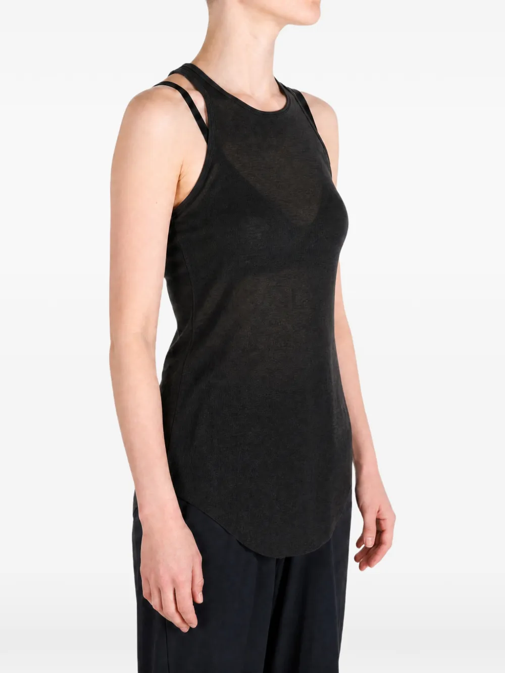 Rick Owens Racerback tanktop met gewelfde zoom Zwart