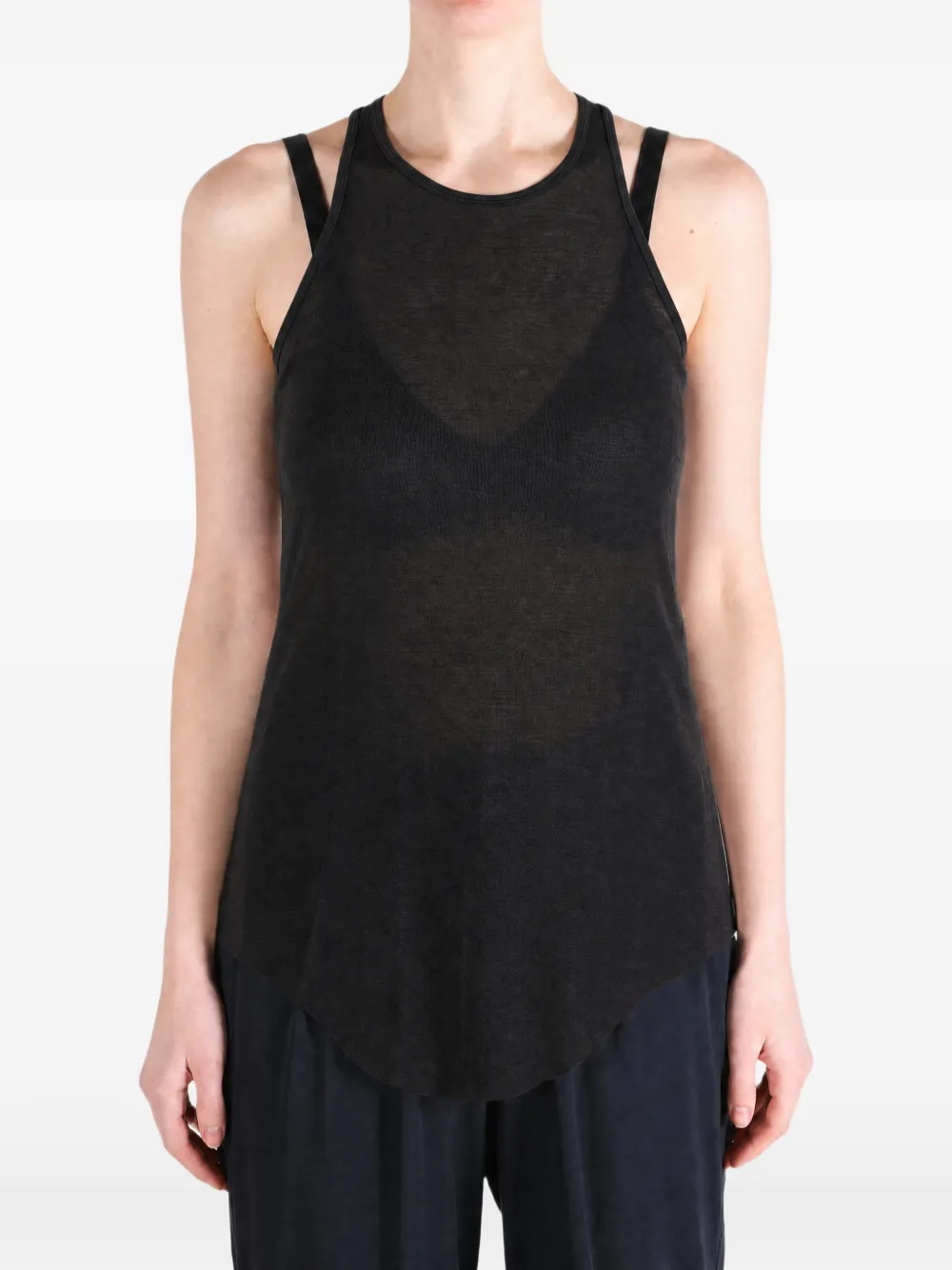 Rick Owens Racerback tanktop met gewelfde zoom Zwart