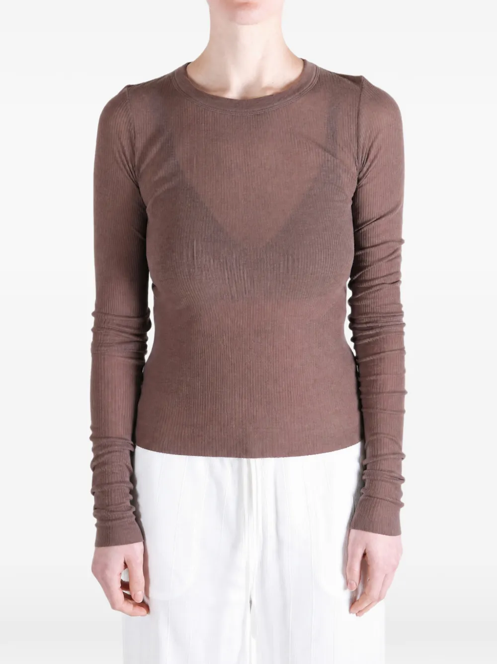 Rick Owens T-shirt met lange mouwen Beige