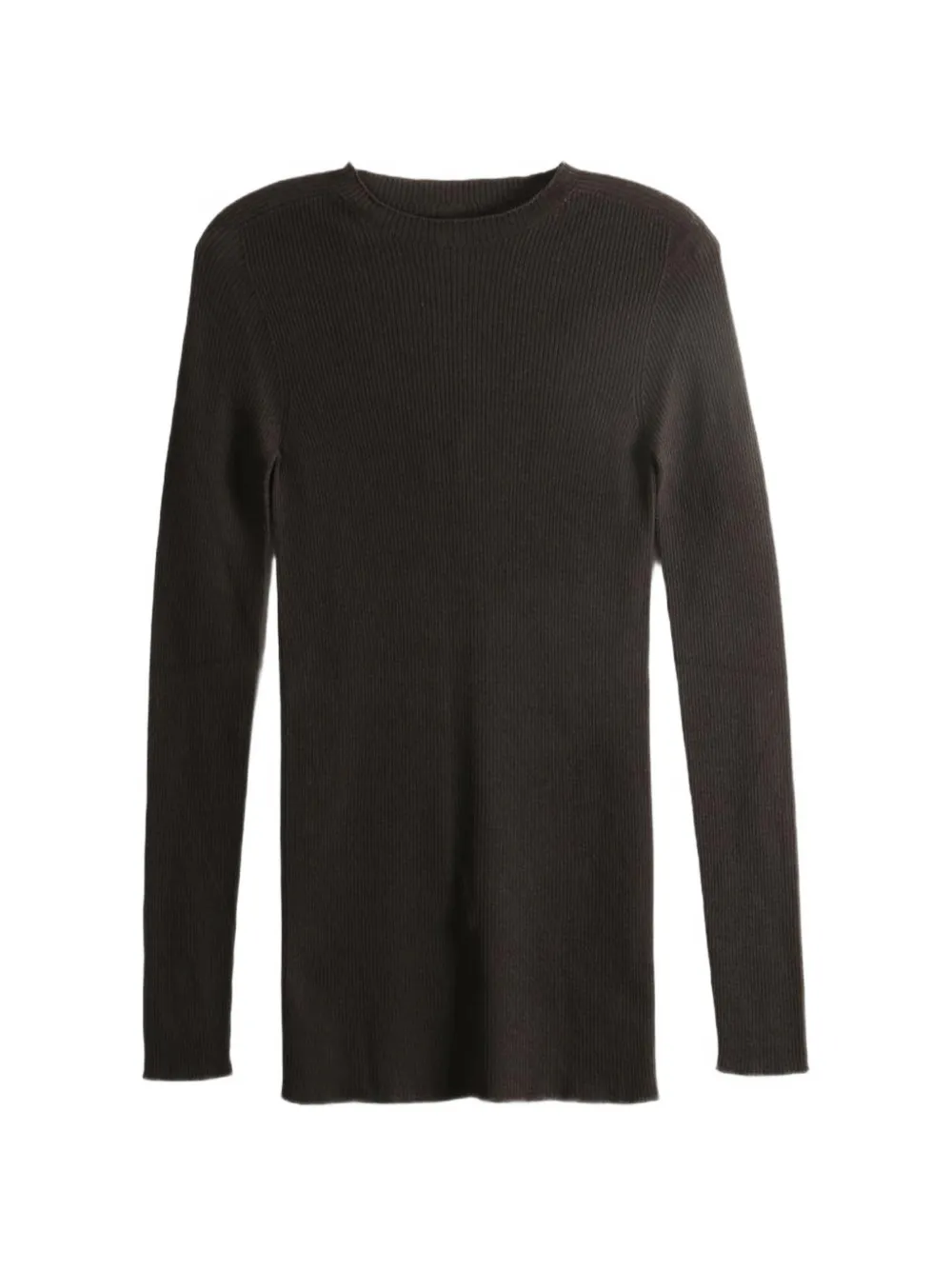 Rick Owens ribbed-knit long-line sweater - Marrone