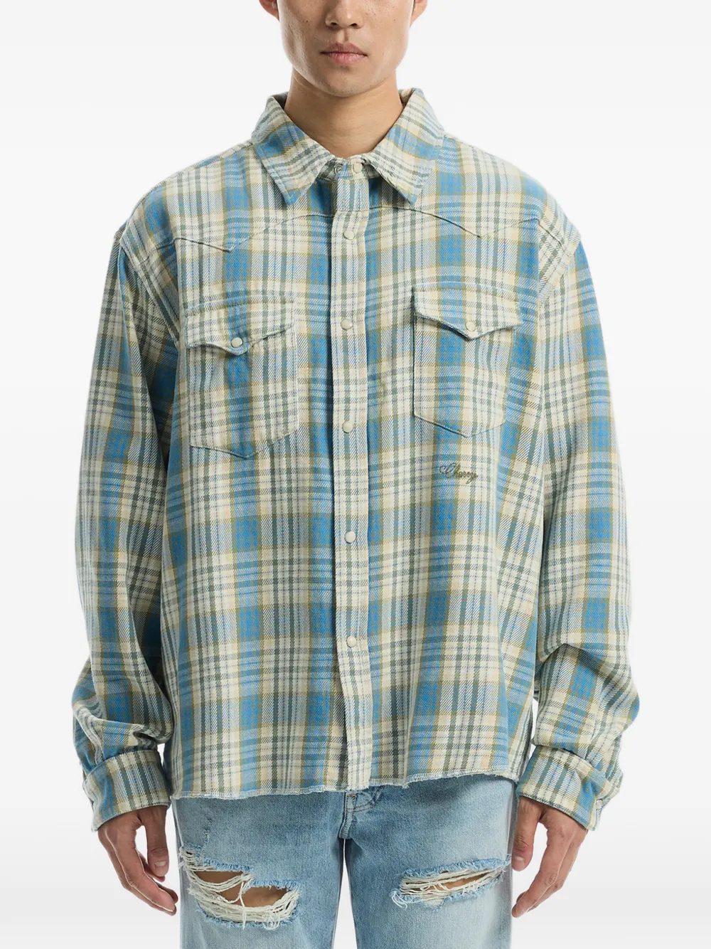 Cherry LA plaid Western shirt - Blu