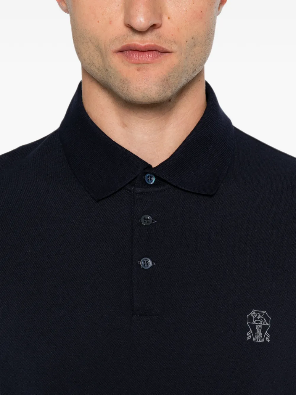 Brunello Cucinelli Poloshirt met geborduurd logo Blauw