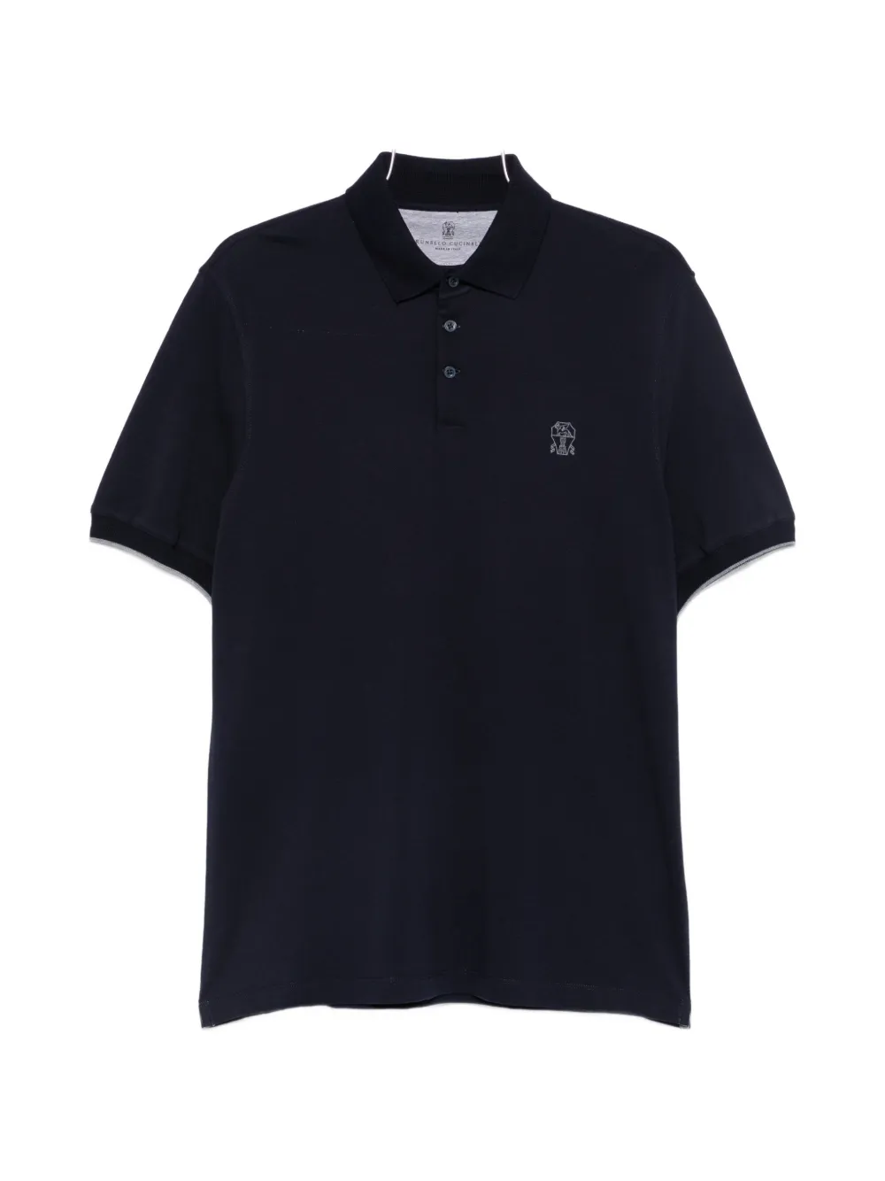 Brunello Cucinelli logo-embroidered cotton polo shirt - Blu