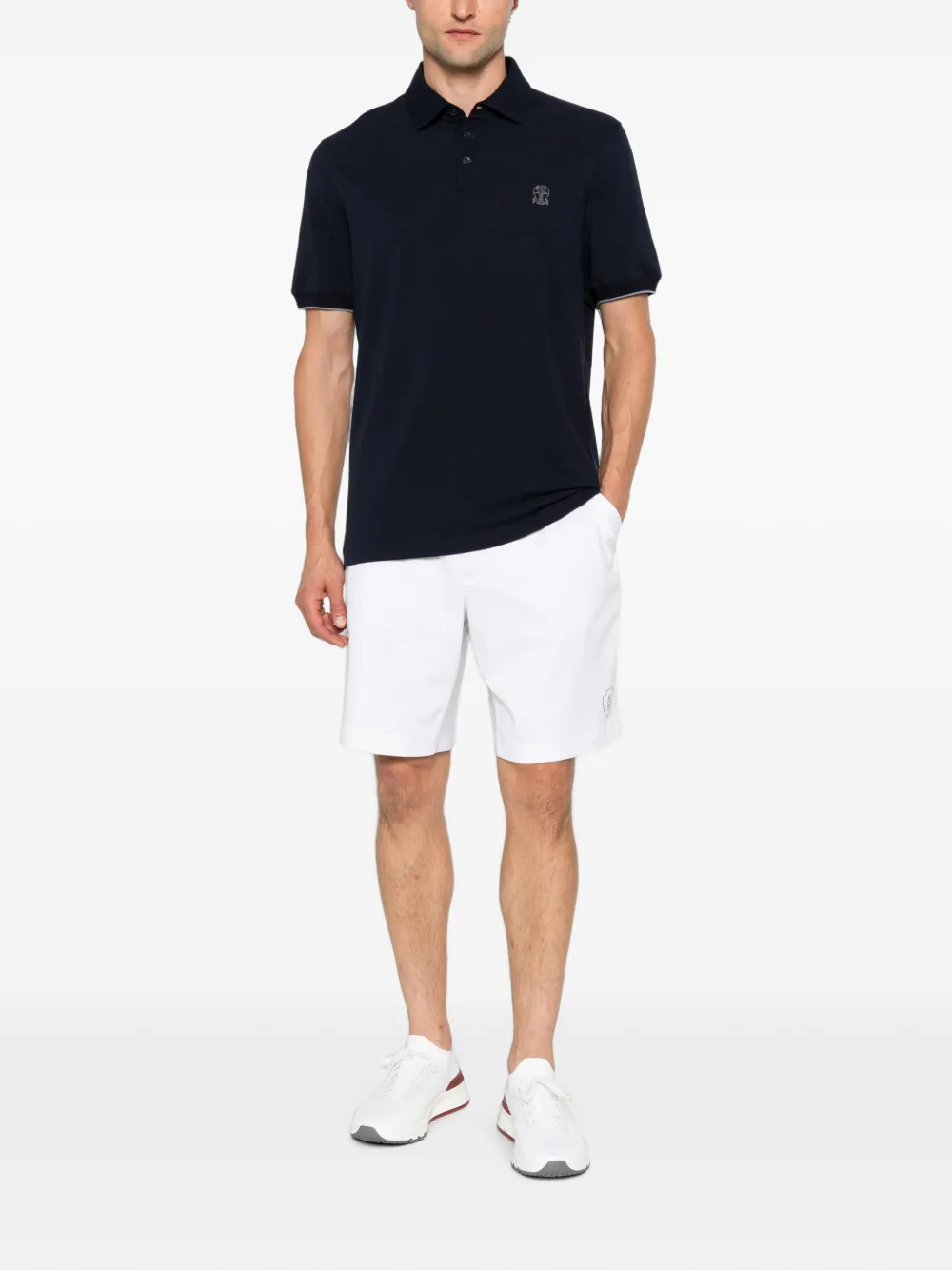 Brunello Cucinelli Poloshirt met geborduurd logo Blauw