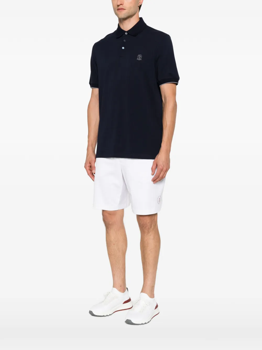 Brunello Cucinelli Poloshirt met geborduurd logo Blauw