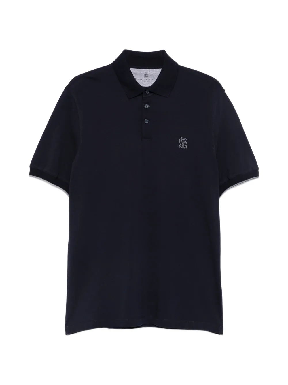 Brunello Cucinelli logo-embroidered cotton polo shirt - Blu