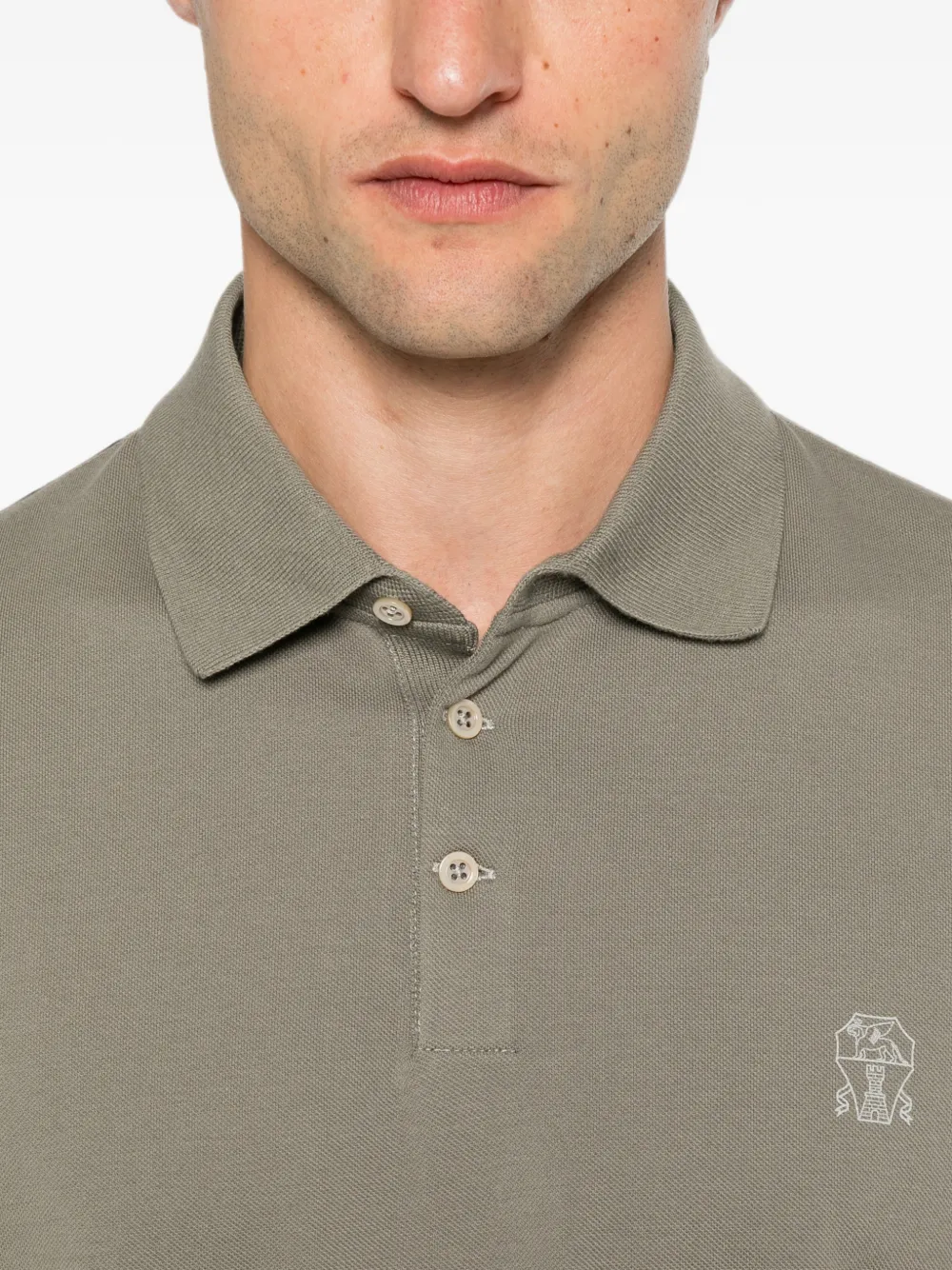 Brunello Cucinelli Katoenen poloshirt met geborduurd logo Groen