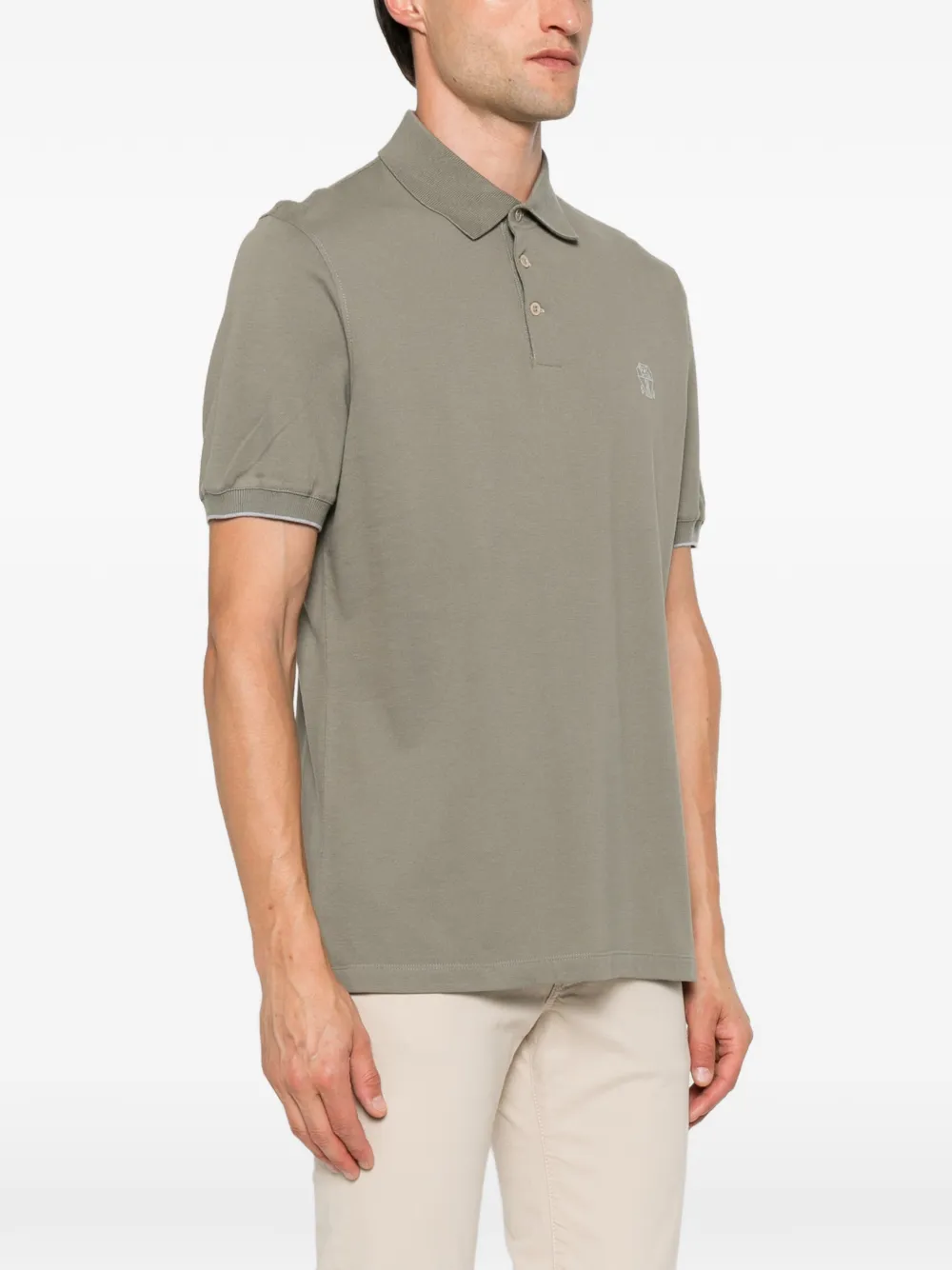 Brunello Cucinelli Katoenen poloshirt met geborduurd logo Groen