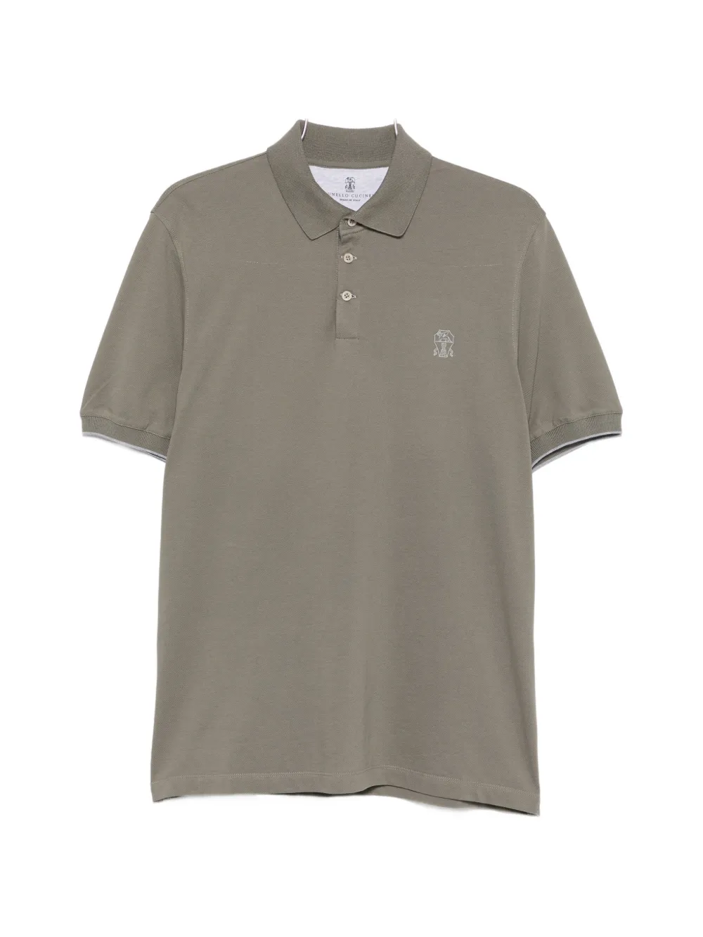Brunello Cucinelli logo-embroidered cotton polo shirt - Grün