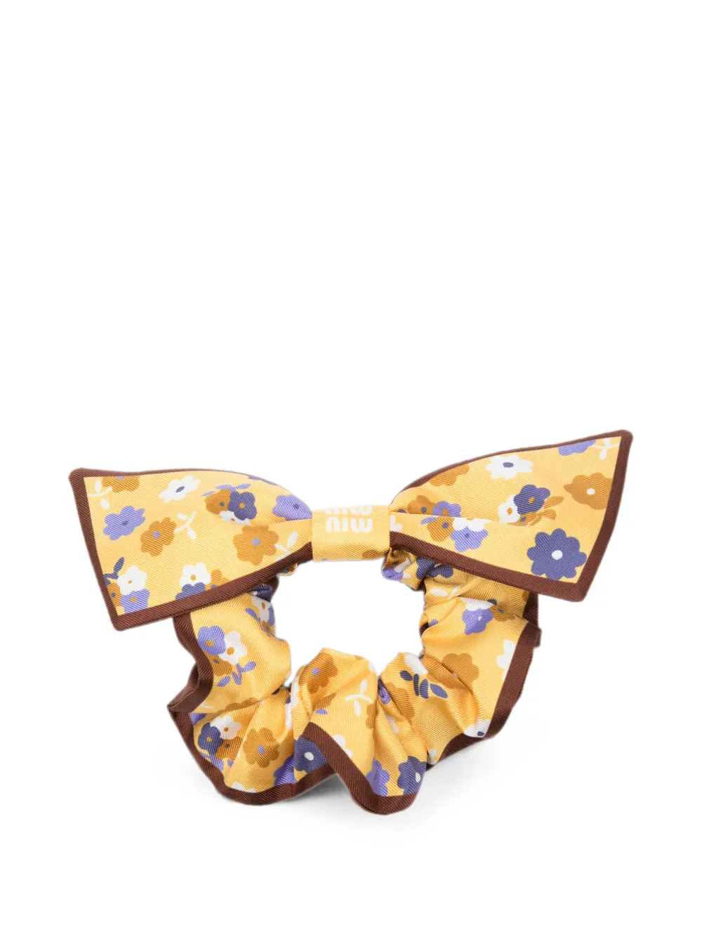 Miu Miu floral-print bow-detail scrunchie - Giallo