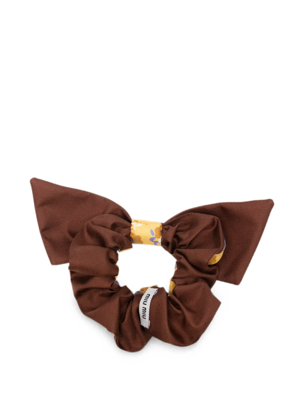 Miu Scrunchie met bloemen-print en strik-detail Geel