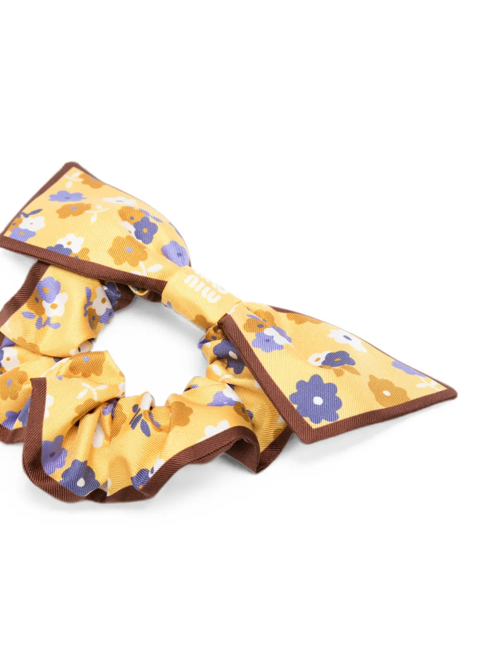 Miu Scrunchie met bloemen-print en strik-detail Geel
