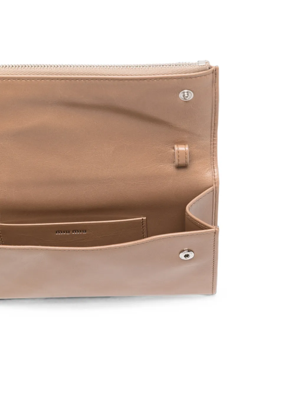 Miu Leren crossbodytas met logo-reliëf Bruin