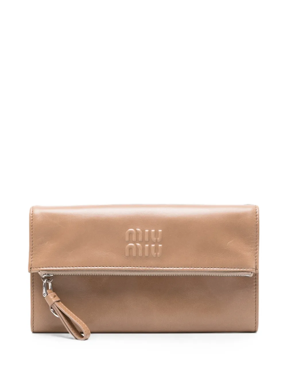 Miu Miu logo-embossed leather cross body bag - Marrone