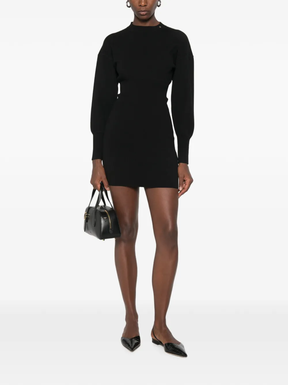 ANINE BING ribbed-knit long-sleeve dress - Nero