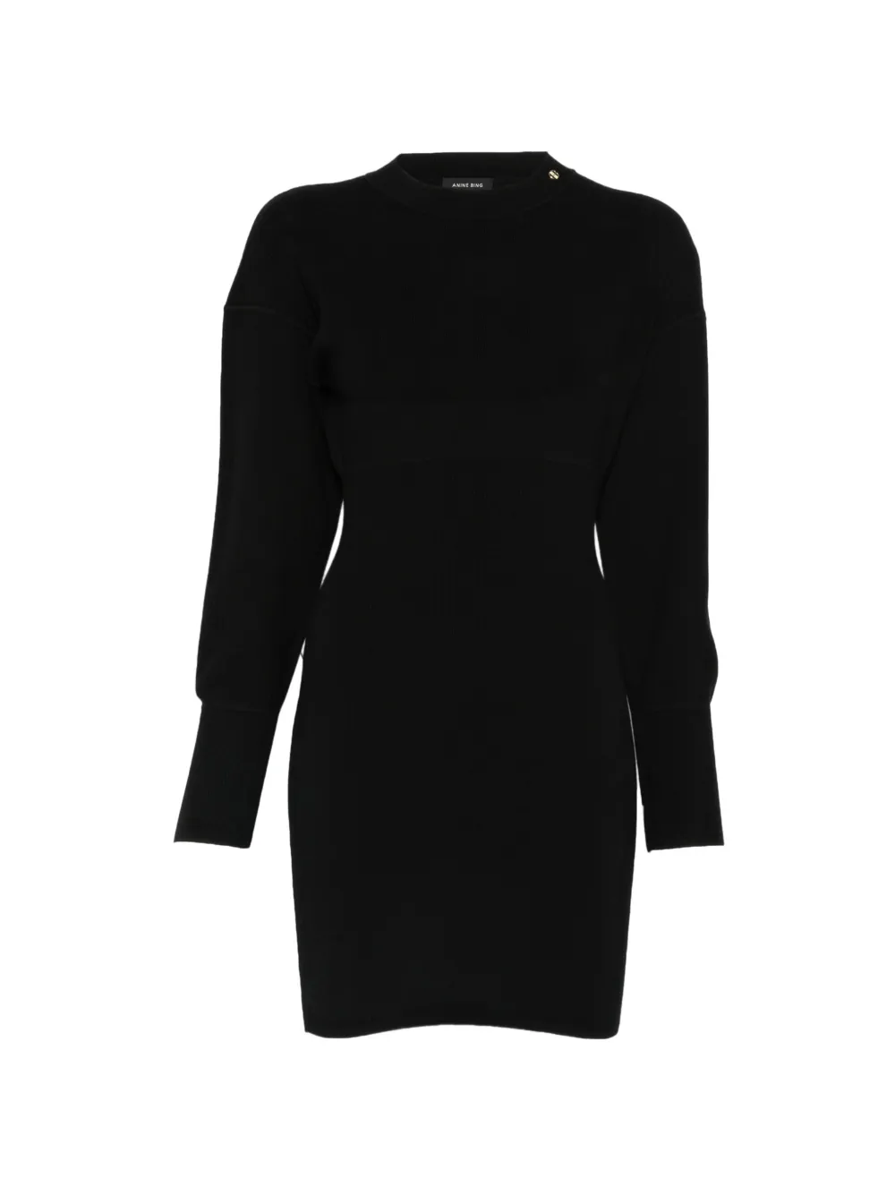 ANINE BING ribbed-knit long-sleeve dress - Black