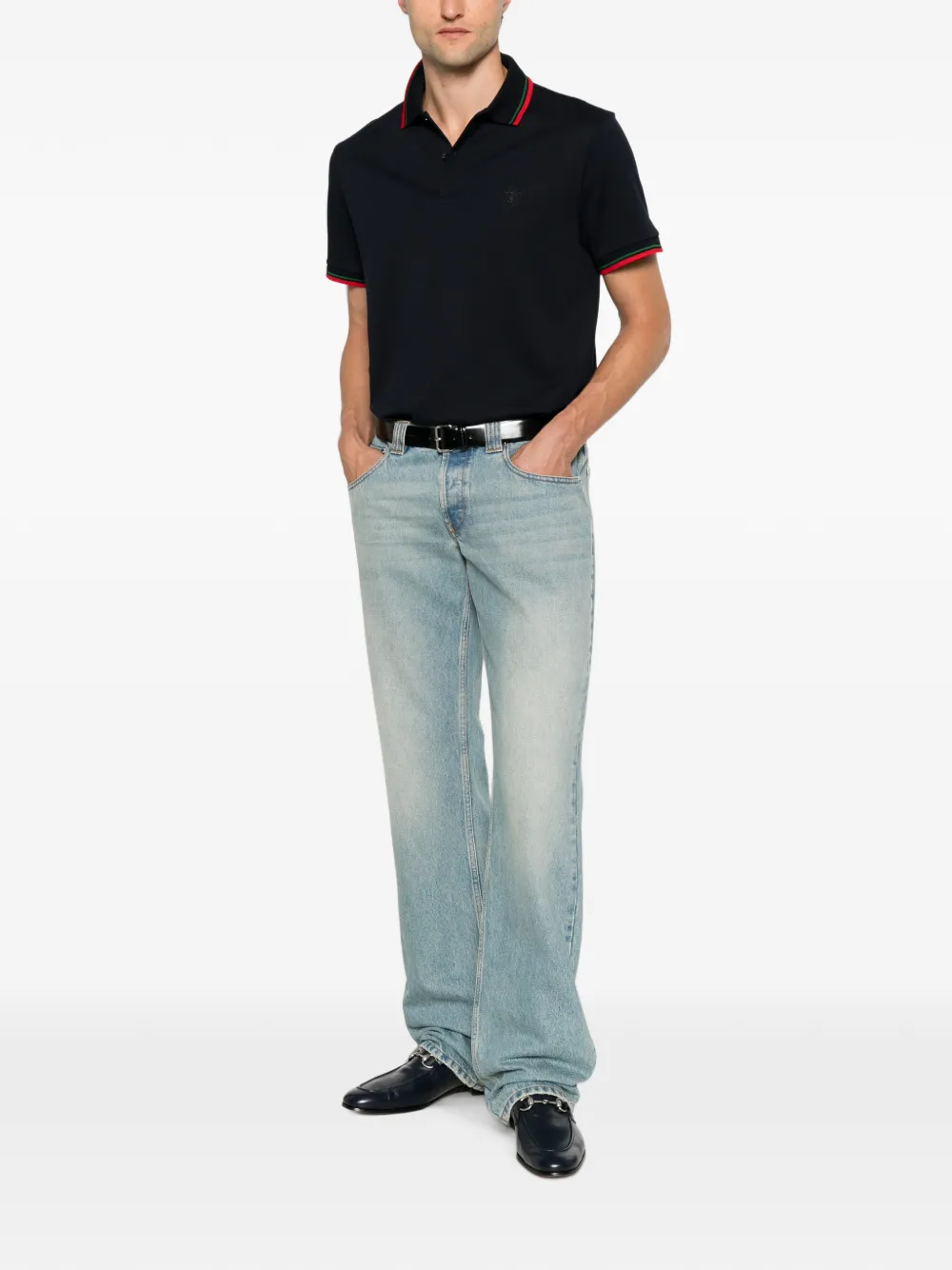 Gucci Piquet katoenen poloshirt met borduurwerk Blauw