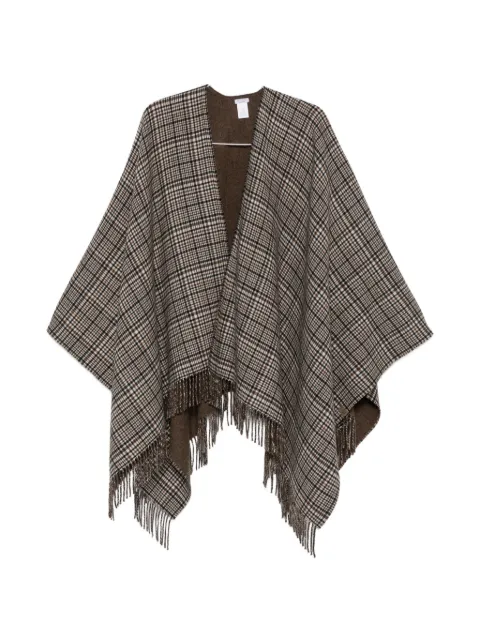 Brunello Cucinelli check-pattern fringed poncho