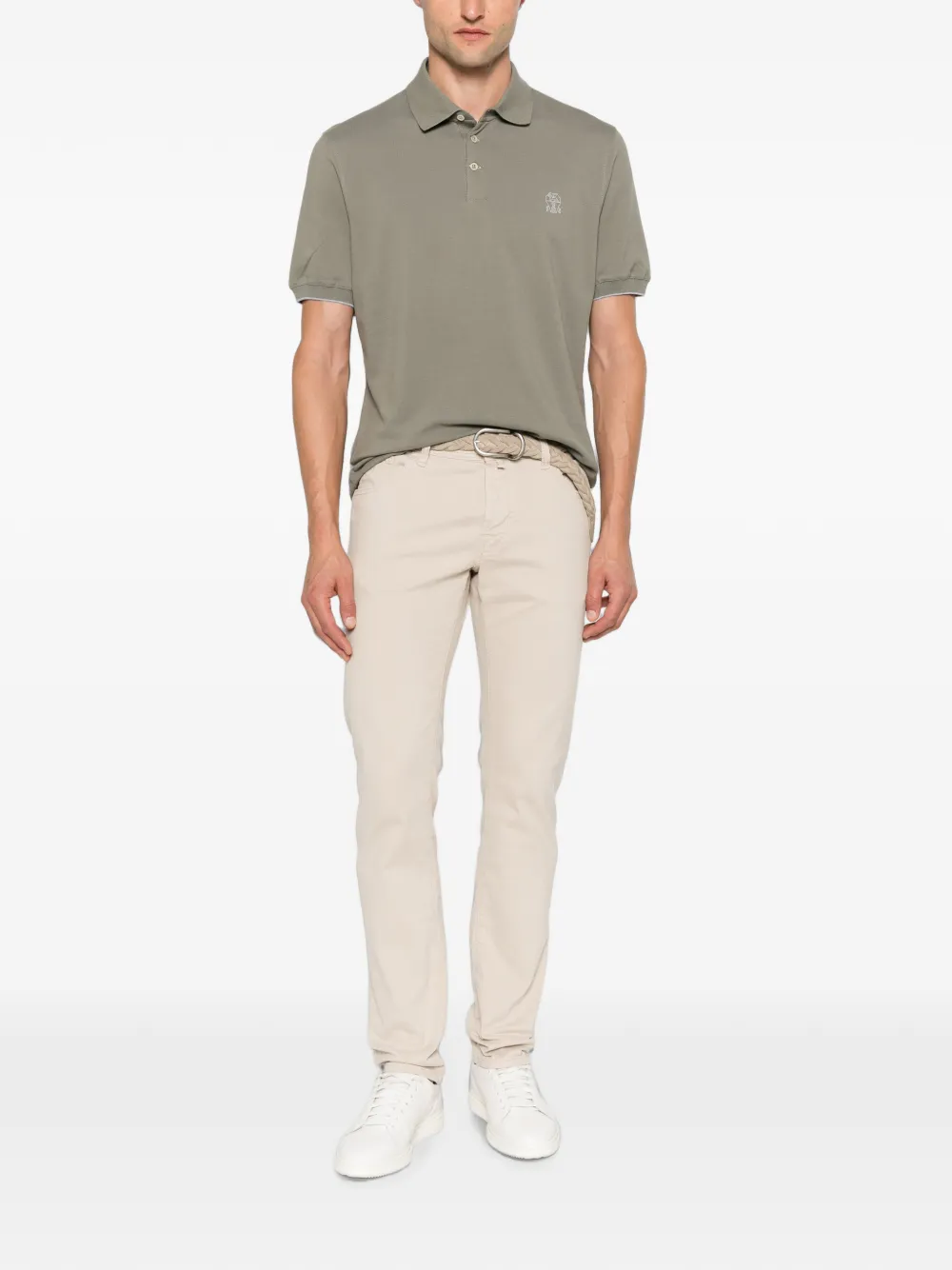 Jacob Cohën Nick logo-patch slim-fit cotton trousers - Nude