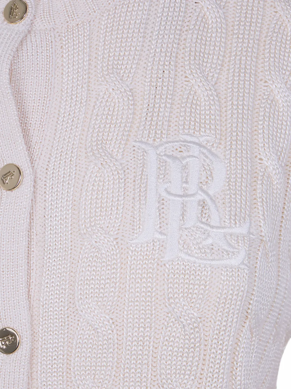 Lauren Ralph Lauren Kabelgebreid vest met borduurwerk Beige