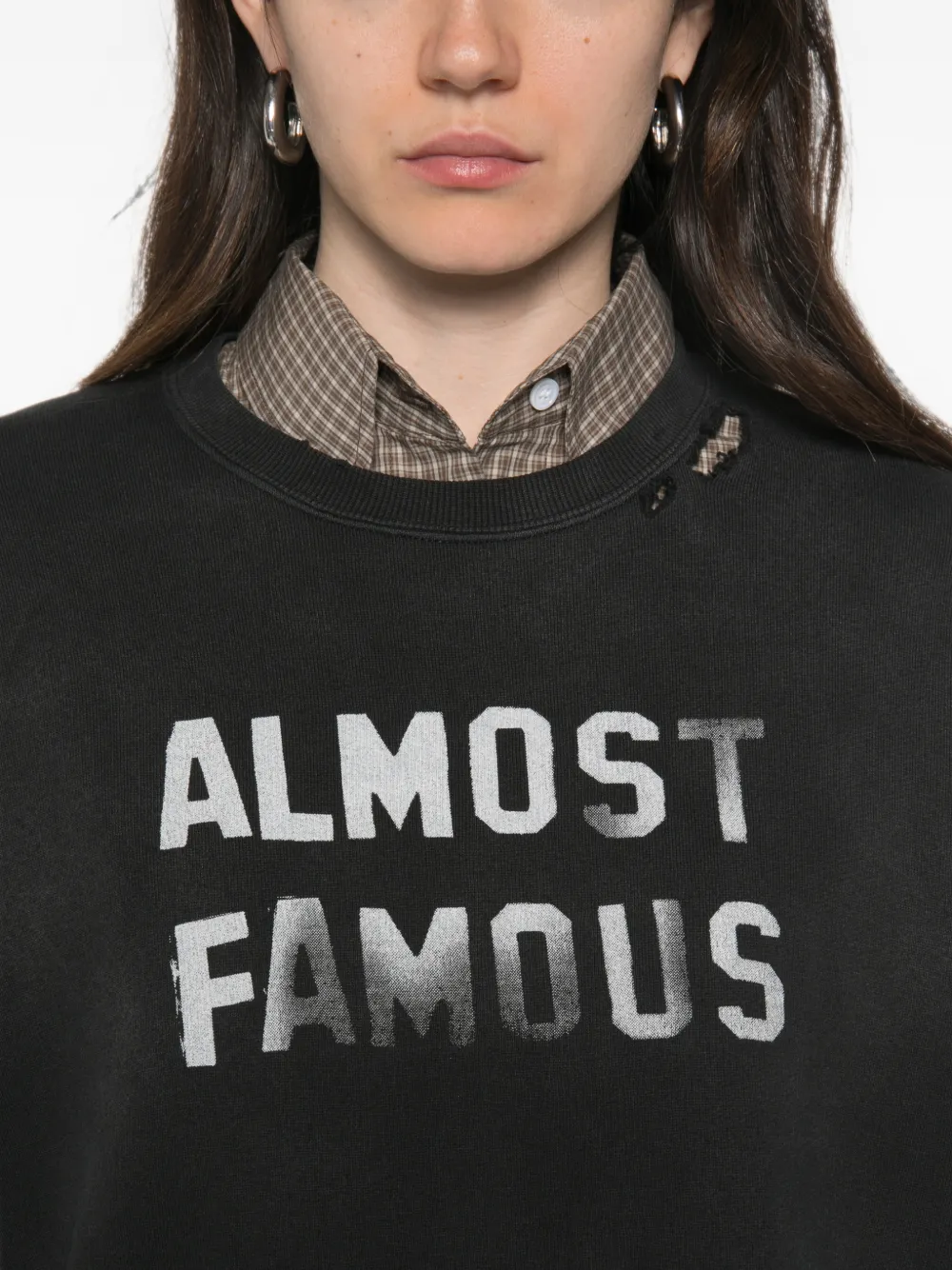 R13 Gerafelde sweater Zwart