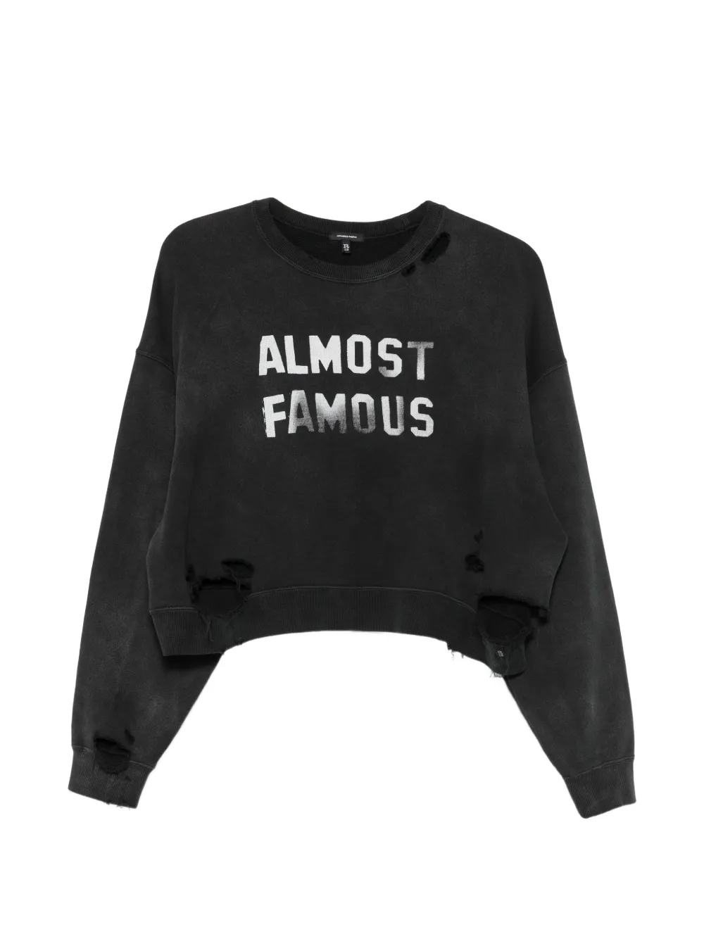 R13 distressed slogan-print sweatshirt - Schwarz